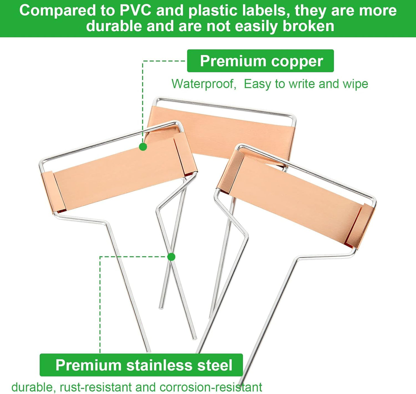 50 PCS Metal Plant Labels Plant Tags 4 Inch Plant Markers For Garden Waterproof Copper Plant Tags Outdoor Garden Label Stakes Reusable Nursery Tags Garden Plant Copper Label For Seedlings-VerdiqueGarden