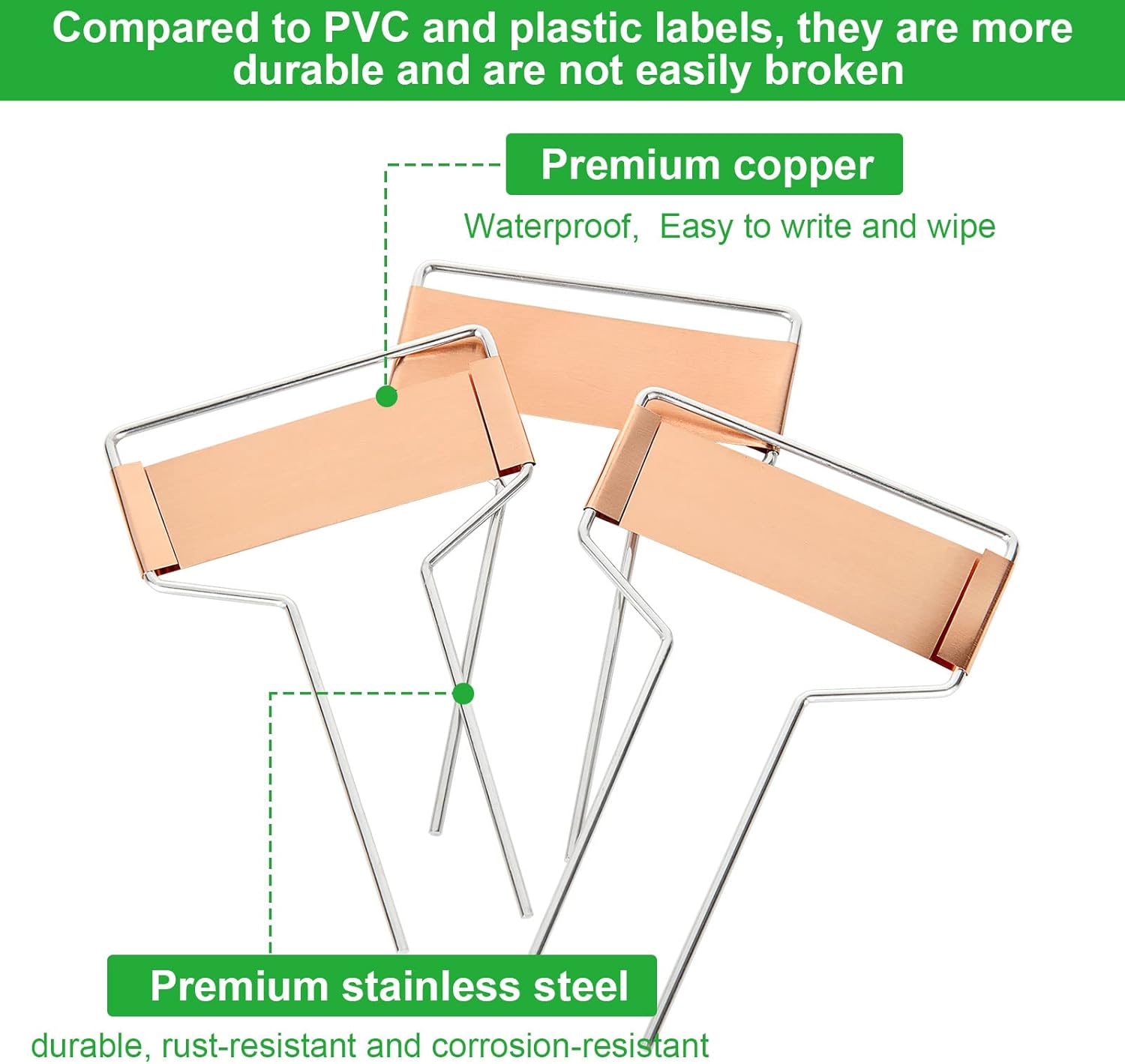 50 PCS Metal Plant Labels Plant Tags 4 Inch Plant Markers For Garden Waterproof Copper Plant Tags Outdoor Garden Label Stakes Reusable Nursery Tags Garden Plant Copper Label For Seedlings-VerdiqueGarden