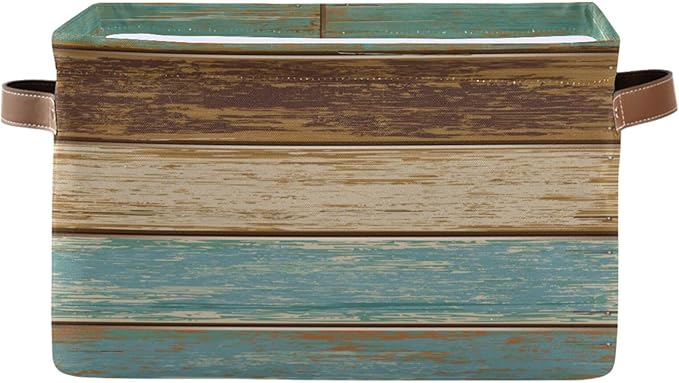 Wood Print Rectangular Storage Basket Retro Vintage Organizer Bin Shelf Baskets For Clothes Gifts For Home Office Dorm-VerdiqueGarden
