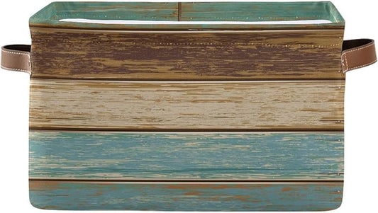 Wood Print Rectangular Storage Basket Retro Vintage Organizer Bin Shelf Baskets For Clothes Gifts For Home Office Dorm-VerdiqueGarden