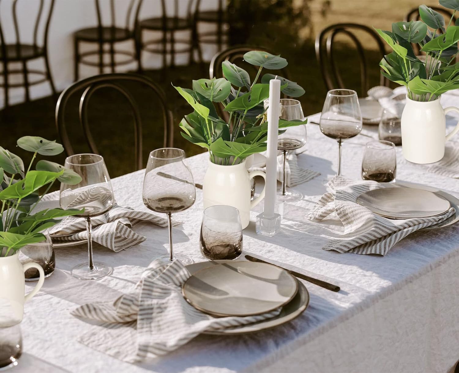 RECUTMS 6 Bundles Fake Plants Artificial Tropical Palm Leaves Tree Faux Monstera Shrubs Green Plant Turtle Leaf Stems UV Resistant Greenery Indoor Outdoor Home Garden Office Bouquet Filler Decor-VerdiqueGarden