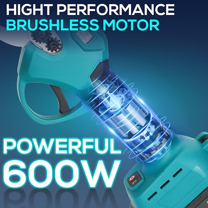 Electric Pruning Shears, Cordless Electric Scissors with 2 PCS Rechargeable 48V 2.0 Ah Batteries & 2 Blades, 1.6" Cutting Diameter Pruning Shears Garden Tool for Tree Trimming Branch Cutter-VerdiqueGarden