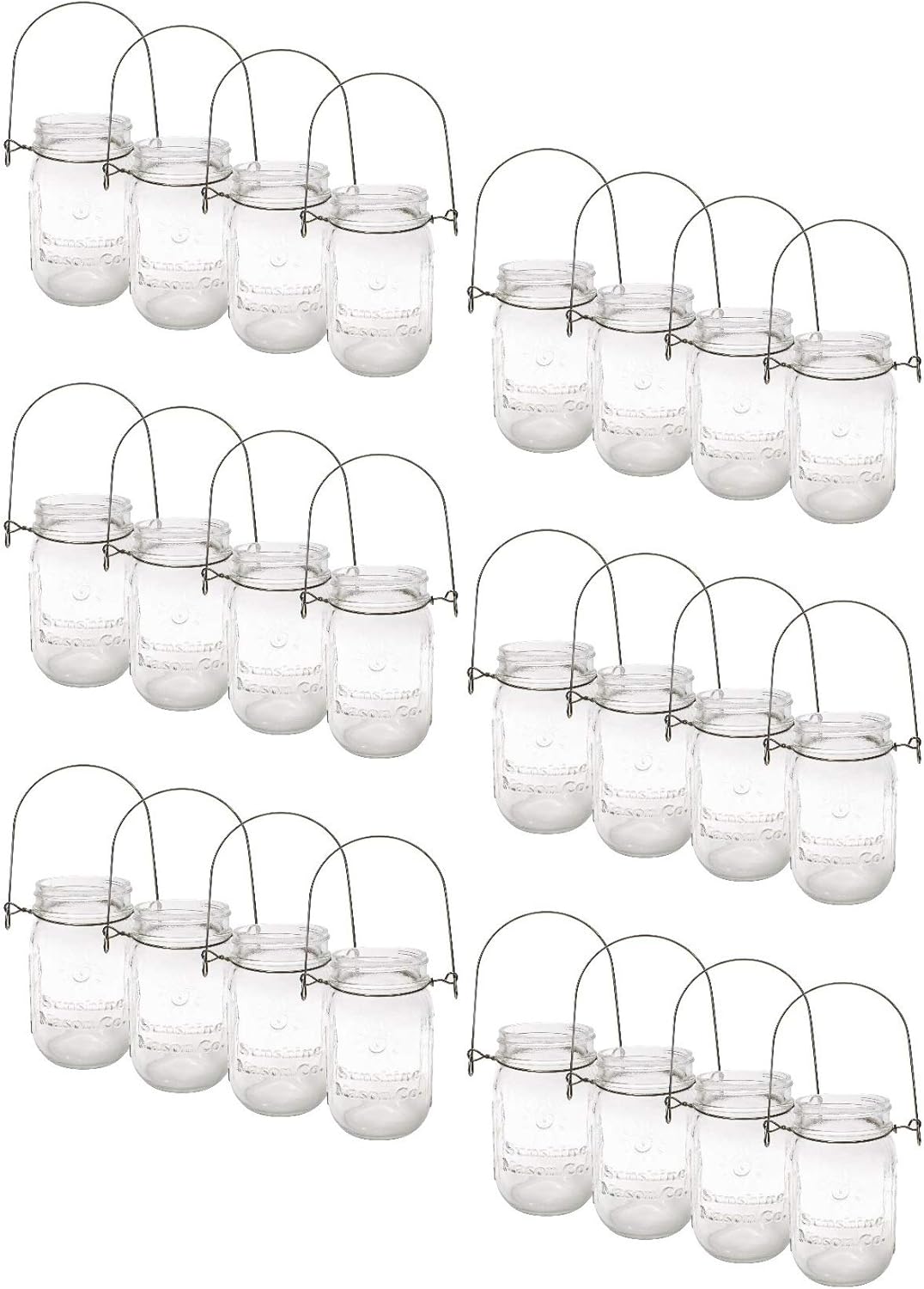 Pint Sized Glass Mason Jars with Hanger Handles (24)-VerdiqueGarden