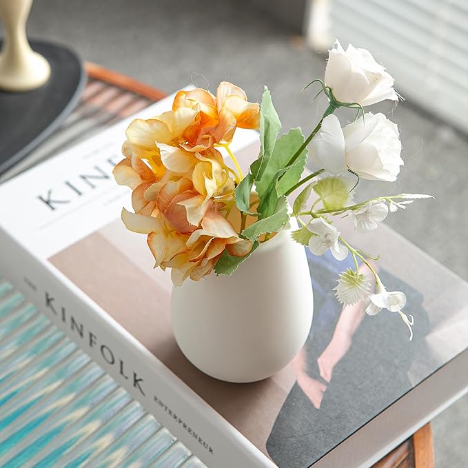 JOJUNO White Bud Vases, Small Ceramic Vase Set of 11, Mini Pottery Vases for Flowers, Decorative Pieces for Home Modern Decor, Boho Decor, Chic Accents for Living Room Dining Table Shelves-VerdiqueGarden