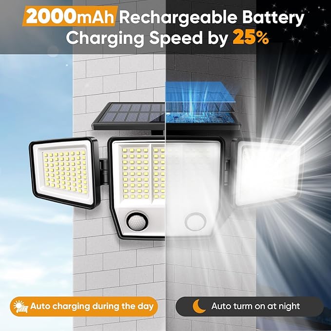 Solar Outdoor Lights with Stakes - Ground /Wall 2-in-1 Dual Use Solar Motion Sensor Waterproof Light, 3000LM 3 Modes 270°Illumination IP65 LED Security Lights Outdoor for Garden Yard Patio, 2 Pack-VerdiqueGarden