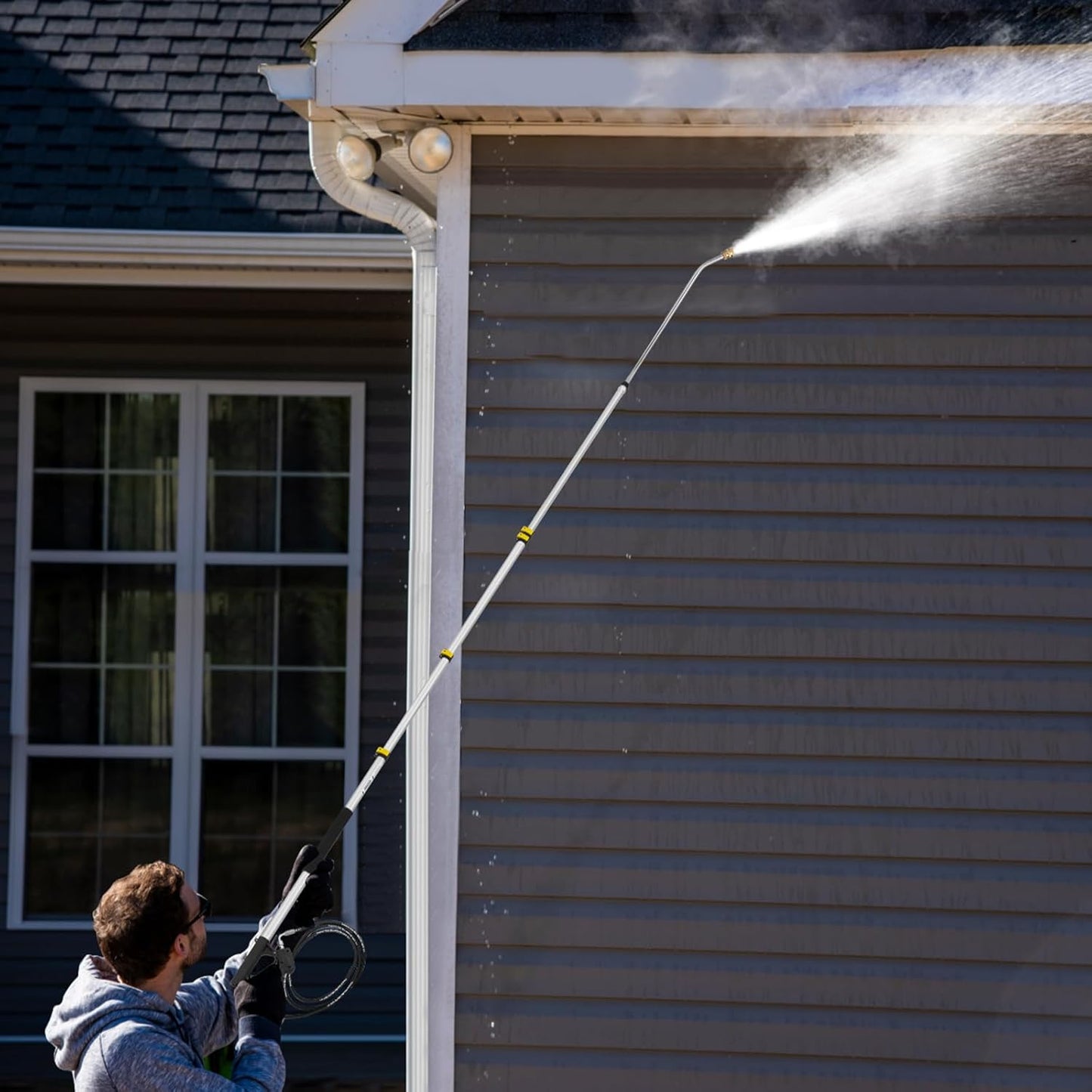 22 FT Telescoping Pressure Washer Wand with Power Washer Extension Wand, Gutter Cleaner Attachment, 5 Spray Nozzle Tips and 2 Hose Inlet Adapters-VerdiqueGarden