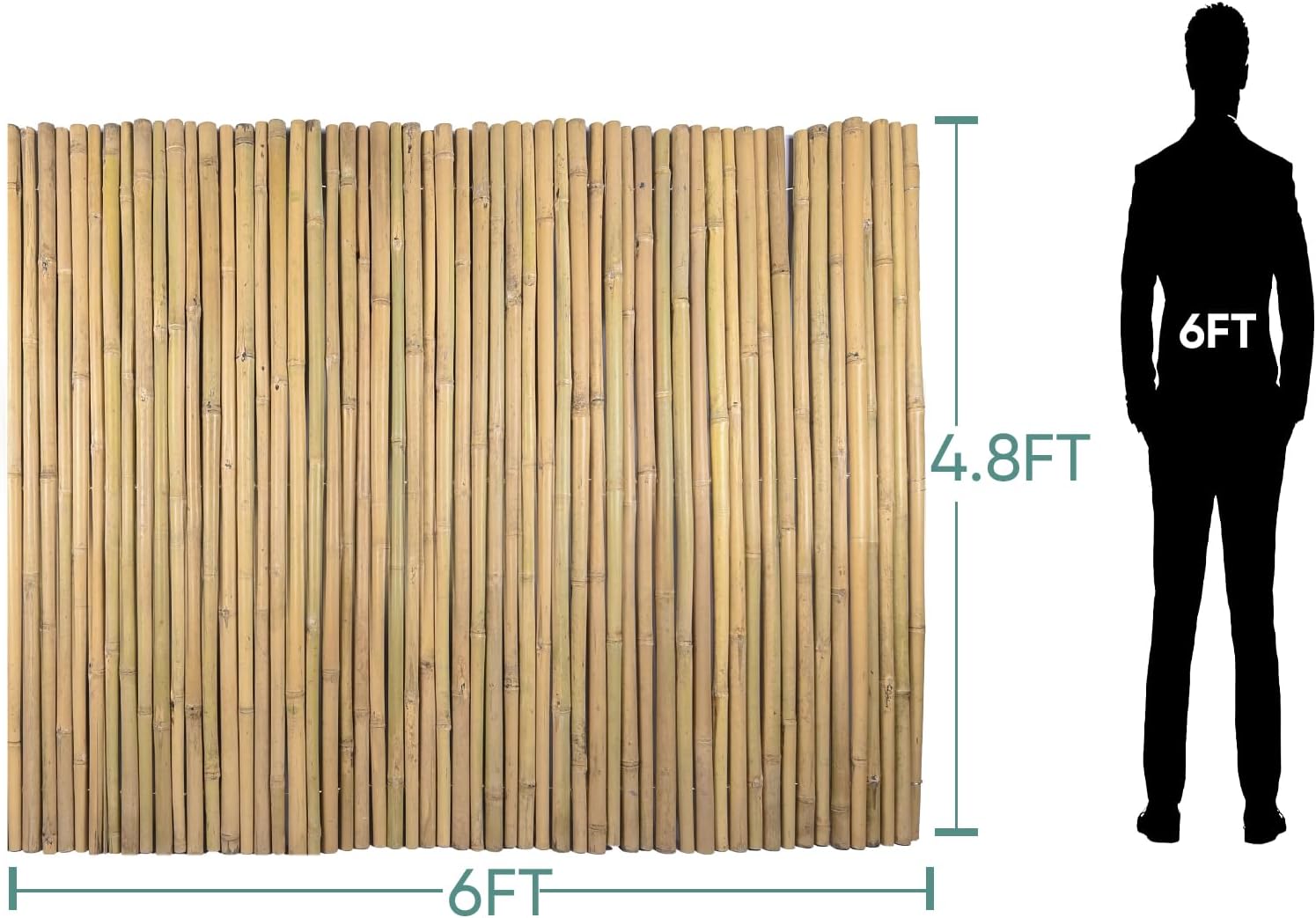 58Inch High x 72Inch Long x 0.7In D Bamboo Screen, Natural Bamboo Fence Rolls, Eco-Friendly Fencing for Outdoor Balcony Patio Garden Border Pool-VerdiqueGarden