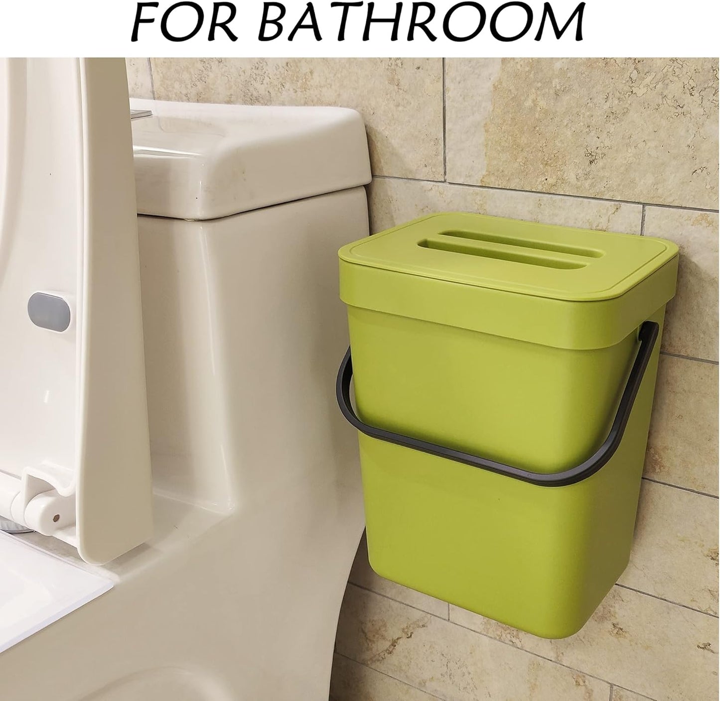 stonespace Small Kitchen Trash Can with Lid, Compost Bin Indoor Kitchen Sealed, Under Sink Trash Can, 5 L/1.3 Gallon Plastic Trash Bin, Green-VerdiqueGarden