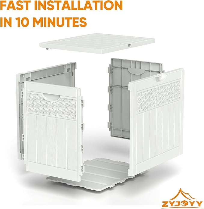 33 Gallon Resin Deck Box, Weatherproof Outdoor Storage Box for Patio, Garden and Yard, Lockable Waterproof Bin for Tools, Cushions, and Accessories, White-VerdiqueGarden