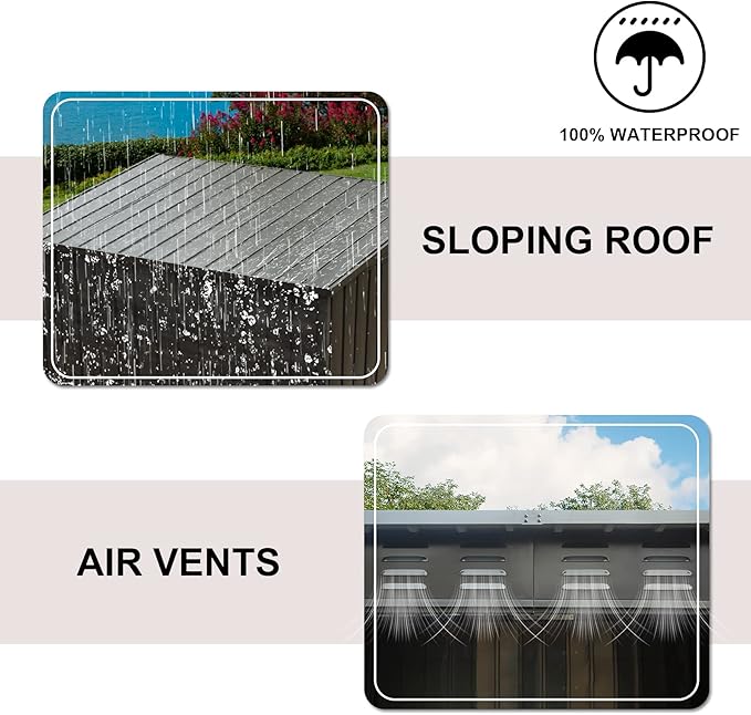 Domi Outdoor Storage Shed 6' x 4', Metal Waterproof Tool Shed Utility Storage House with Double Lockable Doors & Air Vent for Backyard Garden Lawn Patio-VerdiqueGarden