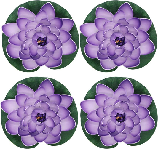 FZBNSRKO Artificial Lotus,4PCS 7.1" Inch Floating Foam Lotus Flowers for Pool,Realistic Water Lily Pads for Home Outdoor Patio Pond Wedding Party Decorations,Blue-VerdiqueGarden