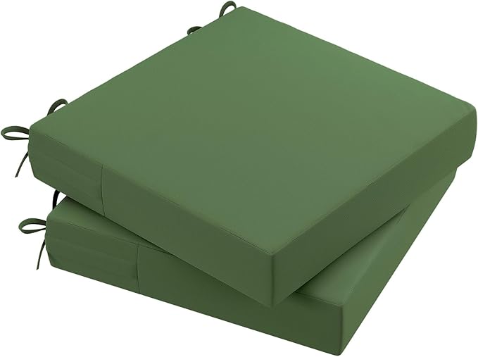 AAAAAcessories Outdoor Seat Cushions for Chairs, Waterproof, Fade-Resistant Patio Furniture Replacement Cushions, 21" x 21" x 4", Set of 2, Dark Moss Green-VerdiqueGarden