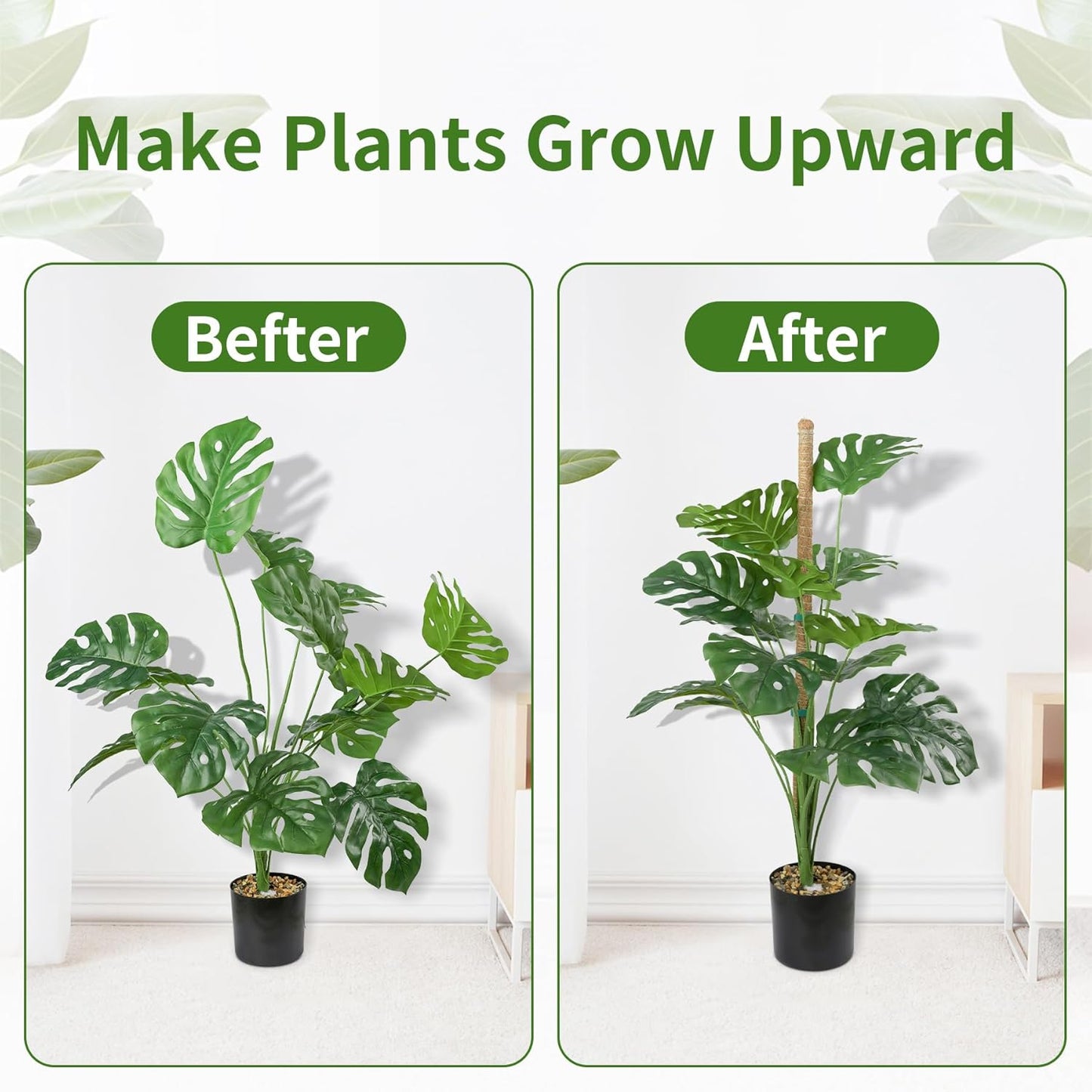 2 Pack Moss Pole, LveSunny 29 Inch Bendable Moss Pole Monstera Plant Support, More Flexible and Corrosion-Resistant Monstera Plant Support, Suitable for Potted Plants to Grow Upwards-VerdiqueGarden