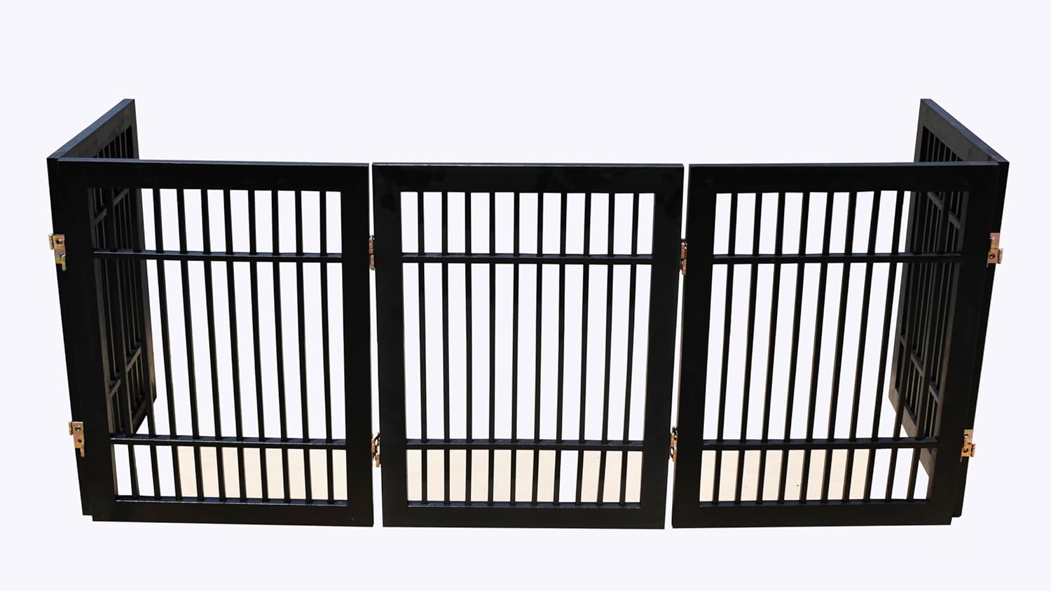 Pet Dog Gate Strong and Durable Freestanding Folding Acacia Hardwood Portable Wooden Fence Indoors or Outdoors by Urnporium (Black Pet Gate, 5 Panel 24" Tall)-VerdiqueGarden
