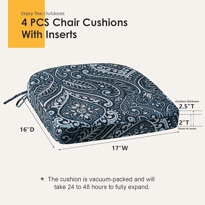 Outdoor Round Corner Seat Cushion, 17"x16"x2", Set of 4, Non Slip Seat Cushion Pads with Removable Cover for Patio Furniture, Garden Yard Lawn, Warm Taupe-VerdiqueGarden