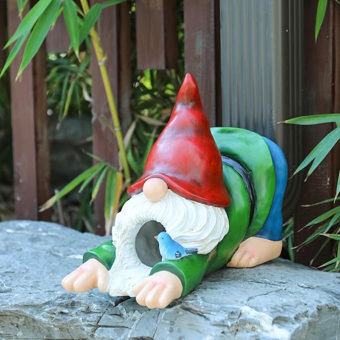 WONDER GARDEN Gnome Gutter Downspout Extensions - 3'' x 4'' Decorative Downspout Extender Diverter, Outdoor Splash Block Sculpture Garden Decor, Waterproof Gutter Guard for Lawn, Garden, Lawn-VerdiqueGarden