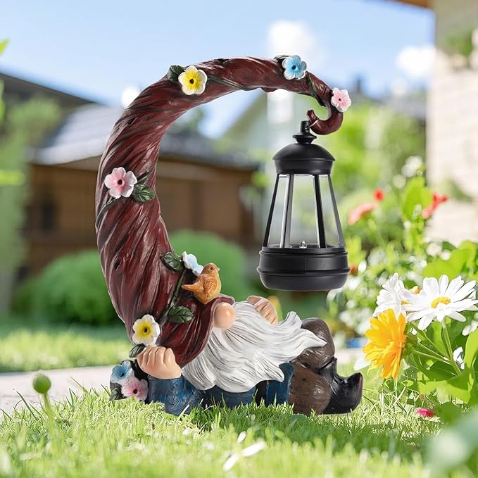Garden Gnomes Outdoor Statues with Solar Light Funny Gnome Decor Gifts for Women Mom Gnomes Decorations for Home Patio Lawn Yard Garden Decor-VerdiqueGarden
