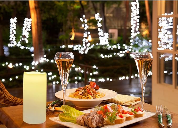 7" Outdoor Battery Operated Candle Waterproof Led Pillar Lights Flickering Flameless Candles with Timer Realistic Fake Electric Pillars for Lantern Garden Wedding Halloween Christmas Decorations,White-VerdiqueGarden
