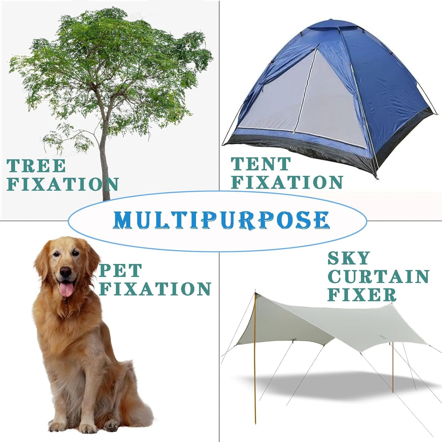 Tree Stake Kits, Tree Stakes and Supports Kits for Hurricane Protection & Bad Weather, Include 3 PCS 15.7" Heavy Duty Spiral Steel Tree Stakes, 3 PCS 15.8" Tree Straps and 3PCS 16.4FT Rope-VerdiqueGarden