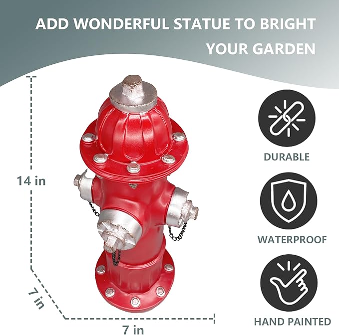 Elenon Garden Fire Hydrant Outdoor Statue Decorative for Dog to Peed on, 14.5" Fire Hydrant Puppy Pee Training Post, Gadrden Yard Lawn Backyard Ornament Decoration Firefighter Gifts for Men-VerdiqueGarden