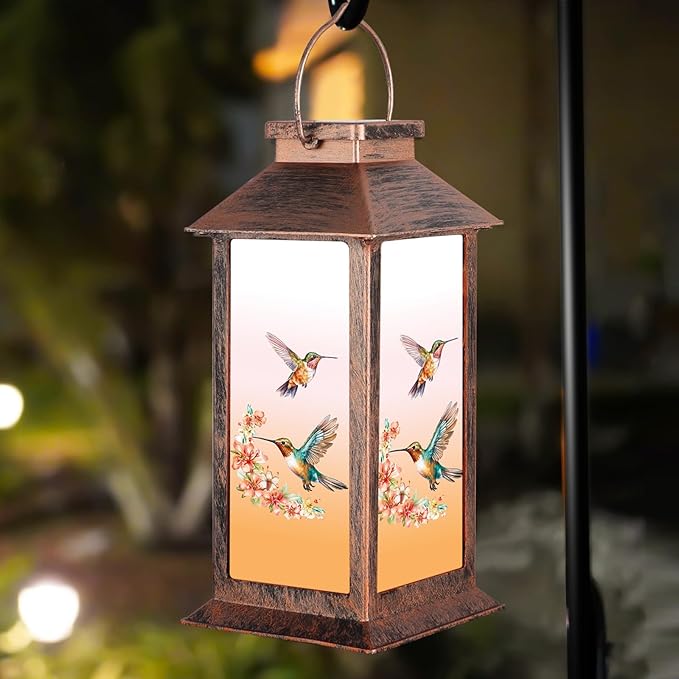 Solar Lantern Outdoor Waterproof Hummingbird Garden Decor Birthday Gifts for Women Mom and Grandma Solar LED Plastic Decorative Hanging Light for Yard(Hummingbird )-VerdiqueGarden