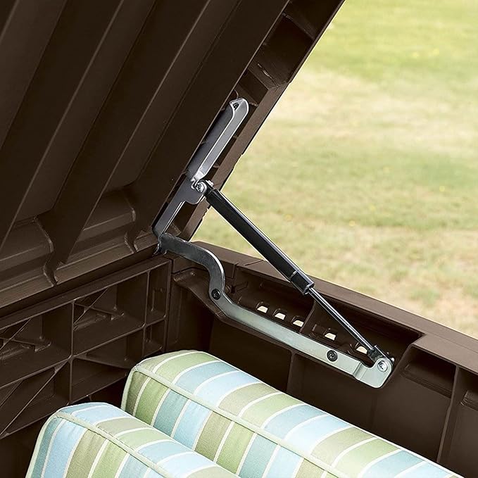 Keter Outdoor Storage Deck Box, for Patio, Backyard & Garden, Borneo, 110 Gallon, Brown - Lockable, Organizing, and Waterproof Plastic Container Bench-VerdiqueGarden