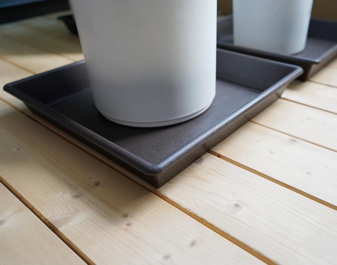 Square Plant Saucer 12 Inch 5 Pack, Plant Stand Plant Trays for Pots Heavy Duty Plastic Plant Saucers for Indoors Outdoors, Flower Pot No Holes Plant Lover Gardening Gifts-VerdiqueGarden