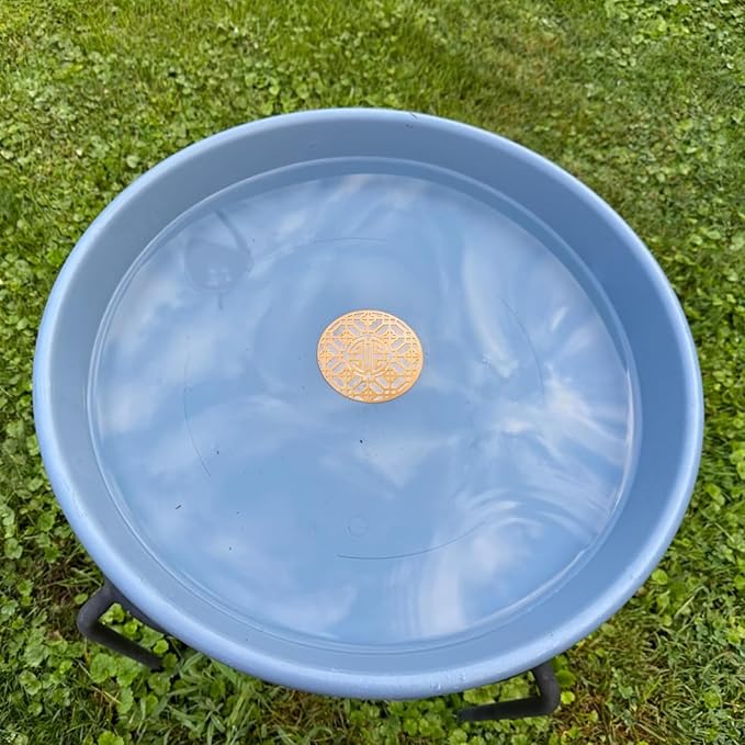 Copper Bird Bath Purification Disk, Water Wiggler for Bird Bath, Bird Bath Copper Disk, 1mm Reinforced 99% Pure Copper Cleaning Disk, Universal Fit for Outdoor Birdbaths, 4 Inch in Diameter (B)-VerdiqueGarden