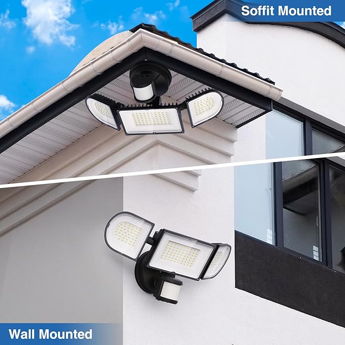 150W Motion Sensor Lights Outdoor for Outside, 15000LM LED Flood Lights Outdoor Wired Dusk to Dawn, Exterior Security Floodlight Fixture Waterproof IP65, Outdoor Lighting for House, Garage-VerdiqueGarden