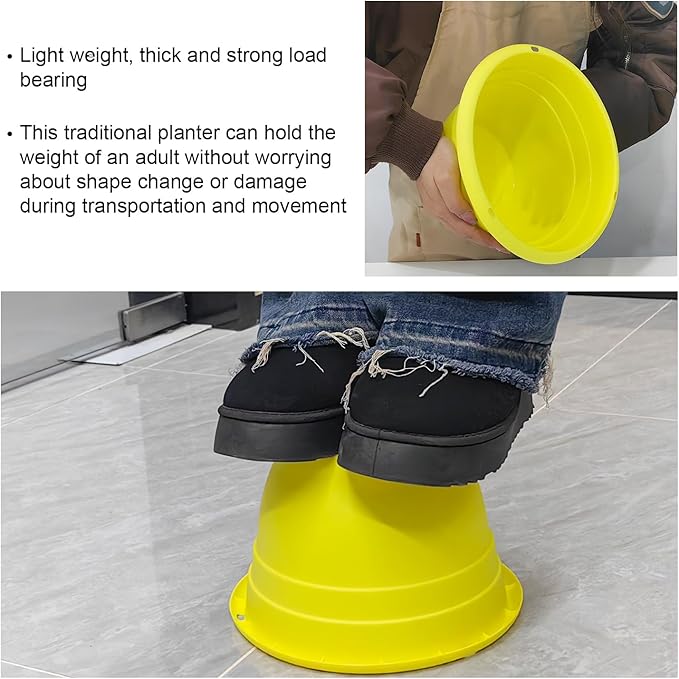 10" Planter Pot for Indoor Plants 5 Pack Plant Pots with Drainage Hole and Rubber Plug, Durable Lightweight Flower Pots Perfect for Home Decor, Yellow-VerdiqueGarden