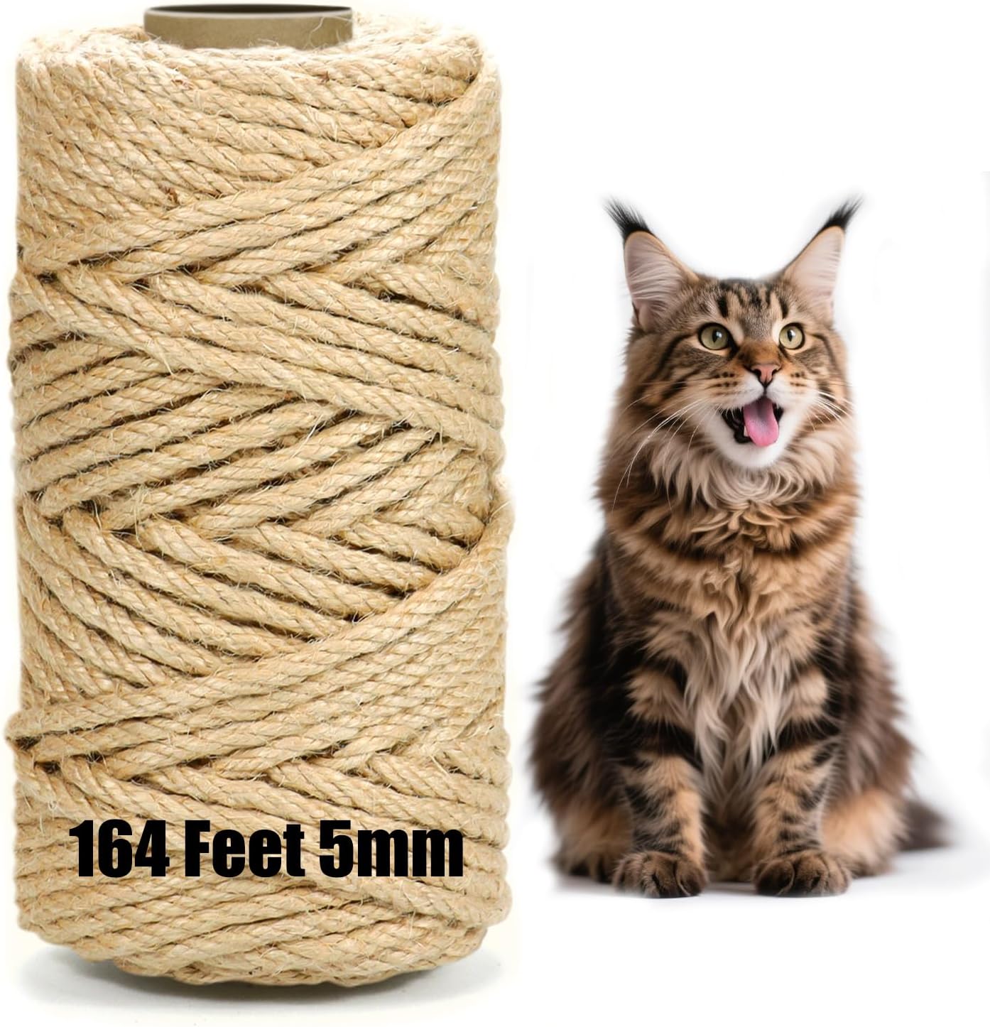 5mm Jute Twine String–164FT Natural Garden Twine for Crafts, Packaging, Cat Scratching Post, Bundling & DIY Projects-VerdiqueGarden