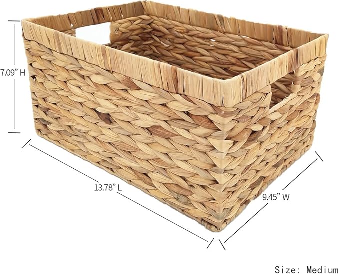 Storage Container, Natural Water Hyacinth Storage Bins Rectangular Basket,Arts and Crafts.-VerdiqueGarden