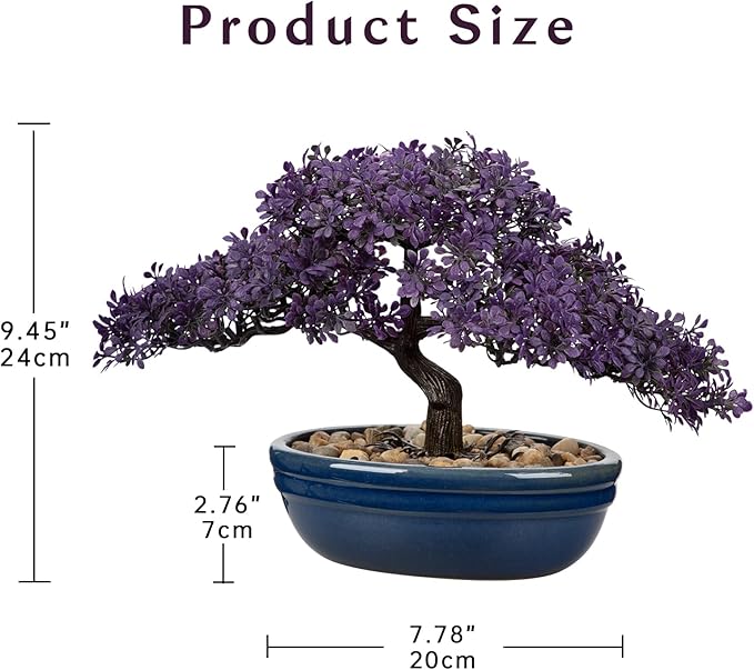 Artificial Bonsai Tree Juniper Faux Plants Indoor Fake Plants Decor with Blue Ceramic Pots for Home Table Office Desk Bathroom Shelf Bedroom Living Room Farmhouse Decorations-VerdiqueGarden
