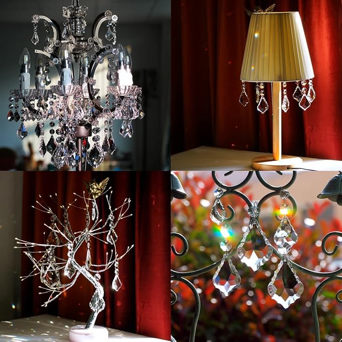 Maple Leaf 20pcs Crystal Chandelier Prisms Replacement Pendant Parts, 38mm Hanging Crystals Beads for Chandelier Wedding Decoration Clear-VerdiqueGarden