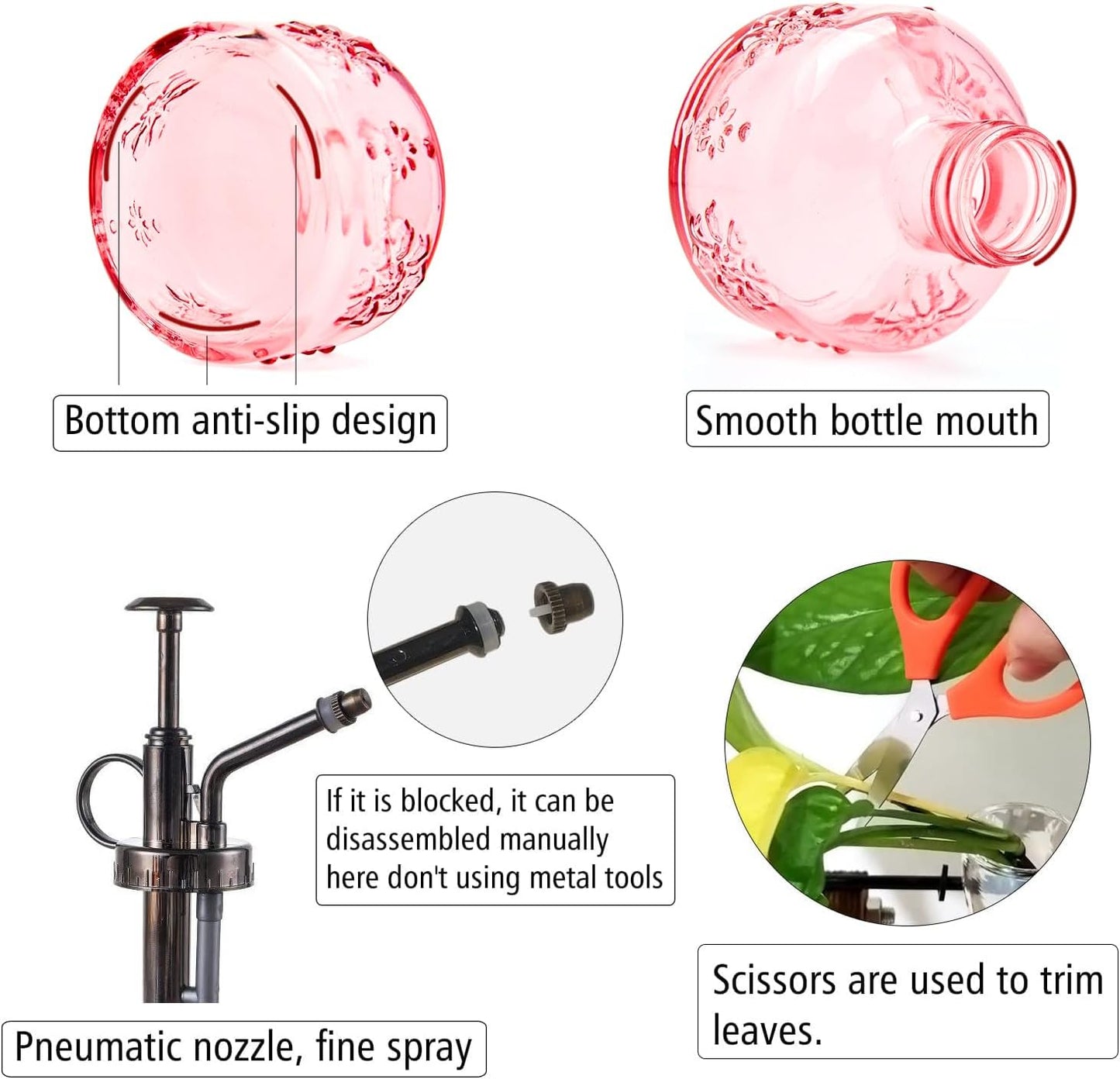 XXXFLOWER Glass Plant Mister Spray Bottle for Indoor Plant Spritzer Succulent Watering Bottle Tall Vintage Style with Bronze Plastic Top Pump-VerdiqueGarden