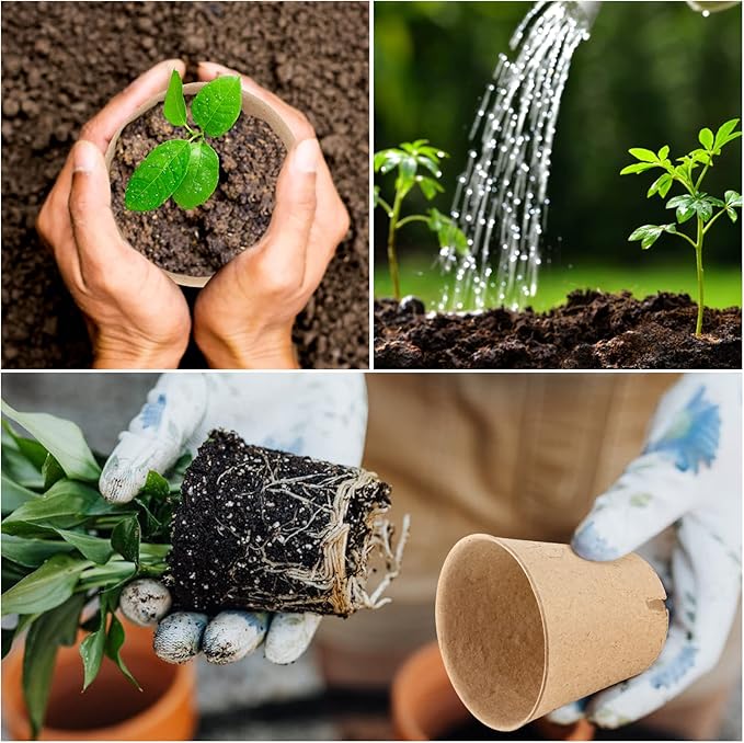 100PCS Peat Pots, 3.15Inch Seed Starting Pots with Drainage Holes Round Nursery Pot, Garden Germination Nursery Pot Bonus 20 Plant Labels-VerdiqueGarden