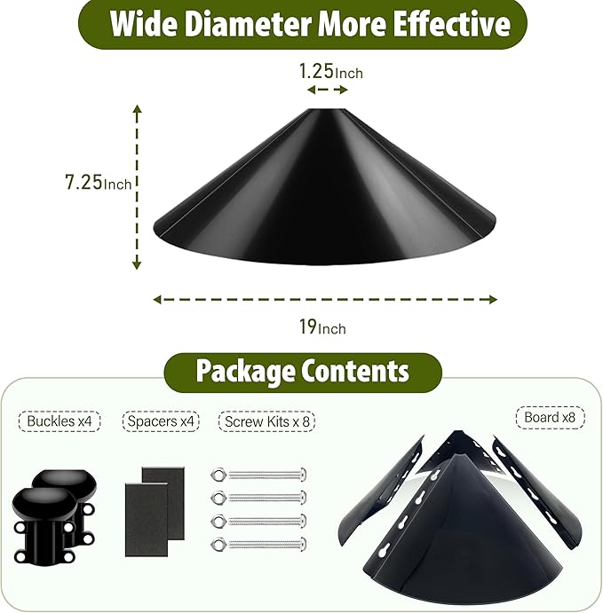 19-inch Squirrel Baffle, Squirrel-Proof for Bird Feeder Pole, Birdhouse Baffle for Shepherd's Hook in The Outdoors,(Black 2 Pack)-VerdiqueGarden