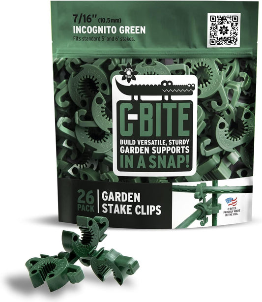 Plant Support Clips | Tomato Cage Connectors for Trellis, Garden Stakes, Wire Fence, Climbing Plants, Vine, Gardening, Indoor Plants & Hydroponics Growing (Incognito Green - 26 Pack)-VerdiqueGarden