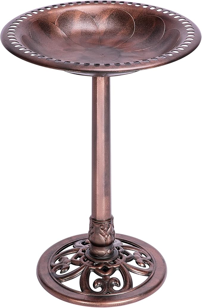 VIVOHOME 28 Inch Height Polyresin Lightweight Antique Outdoor Garden Bird Bath Bronze-VerdiqueGarden