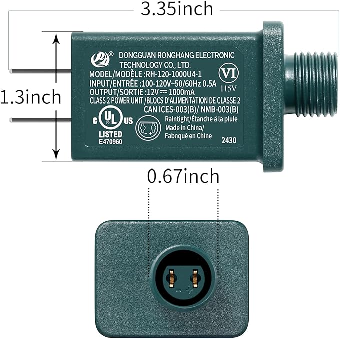 Replacement Yard Inflatable Adapter Power Supply Adaptor - 12V 1.0A 2Pcs - Inflatable Plug Replacement Class 2 Power Supply - Green - for Christmas Tree Light/Thanksgiving Yard Blow Up Decorations-VerdiqueGarden