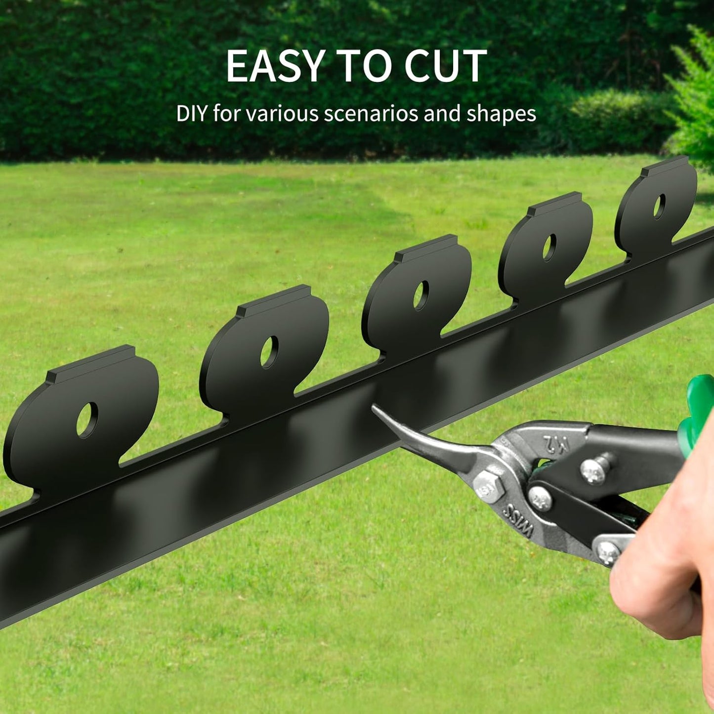 102FT Landscape Edging 2 in Tall with 110 Spikes, Garden Edging Border and 1 Hammer, Plastic Landscape Edging Border Lawn Edging for Landscaping, Flower Beds, Yard-VerdiqueGarden