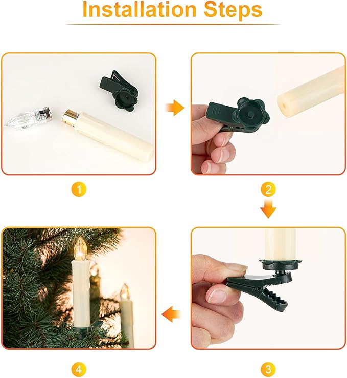 30 PCS Flameless LED Taper Candles Battery Operated Christmas Tree Candle Lights Electric Fake Candles with Remote Timer Perfect for Holiday Home Garden Wedding Parties Decor (30 PCS,Ivory)-VerdiqueGarden