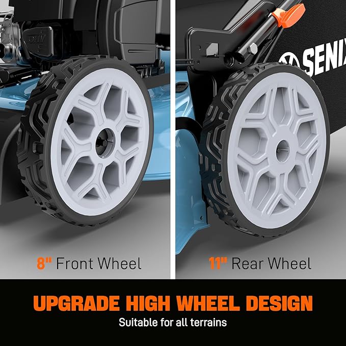 SENIX LSSG-H2 22-Inch Self Propelled Gas Lawn Mower with 163 cc 4-Cycle Engine, 3-in-1 Rear Wheel Drive Variable Speed Lawnmower, 6-Position Height Adjustment-VerdiqueGarden