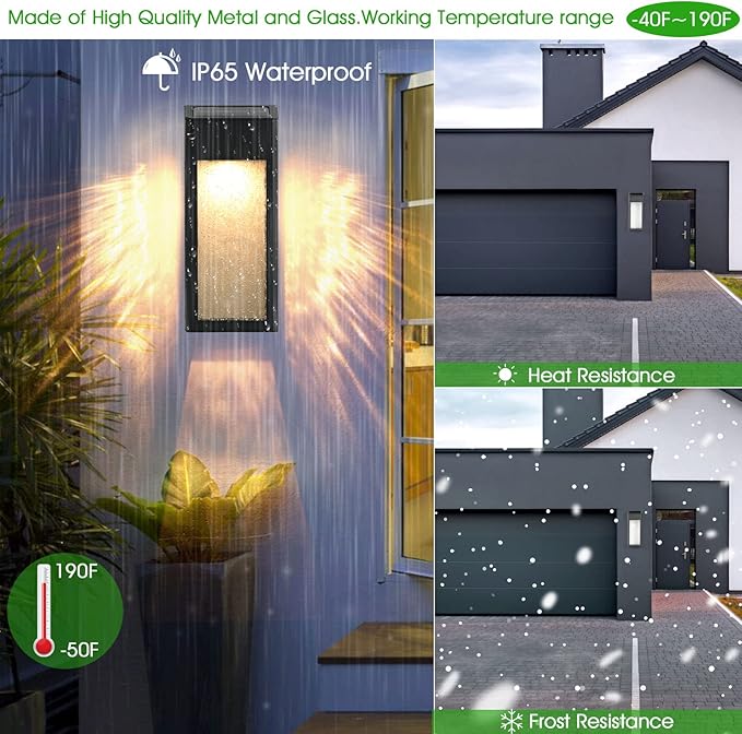 Solar Outdoor Lights, Metal Seeded Glass Auto On/Off Waterproof Solar Wall Warm/Color Changing Solar Lights for Wall Fence Patio Yard Porch Garden Decor,4 Pack-VerdiqueGarden