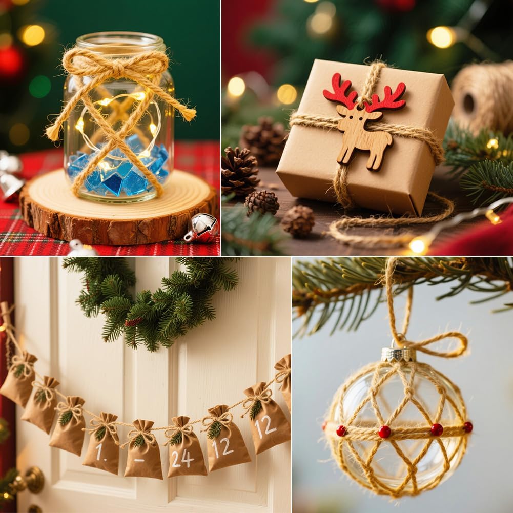 Tenn Well Natural Jute Twine, 984 Feet 2mm Garden Twine, Brown Jute String for Arts and Crafts, Gardening, Gift Wrapping, Bundling, Recycling-VerdiqueGarden