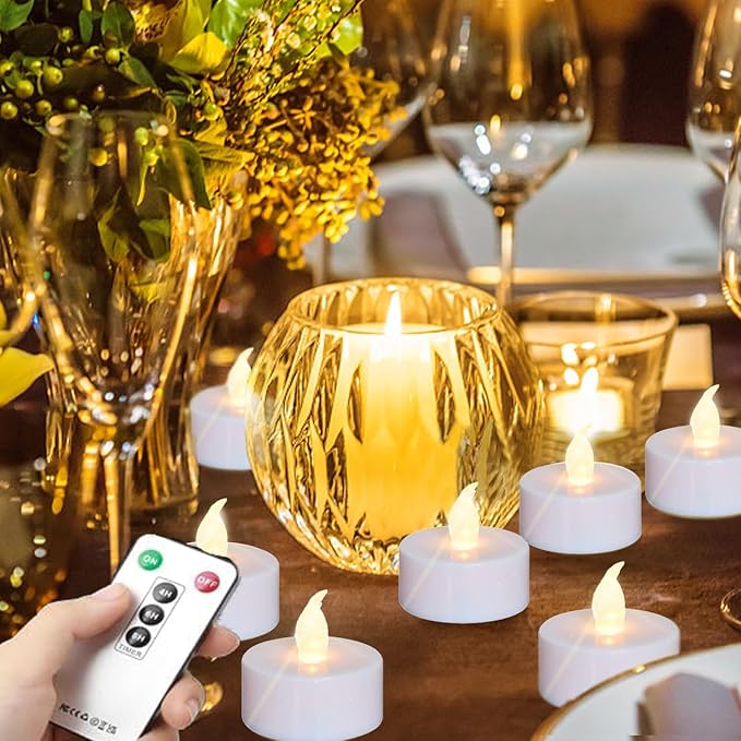 LED Tea Light Remote ControlCandles,50pack Flickering Flameless LED Candle,Long Lasting 400+Hours,Battery Operated with Timer for Home Decoration Seasonal &Festival Celebration WarmYellow-VerdiqueGarden