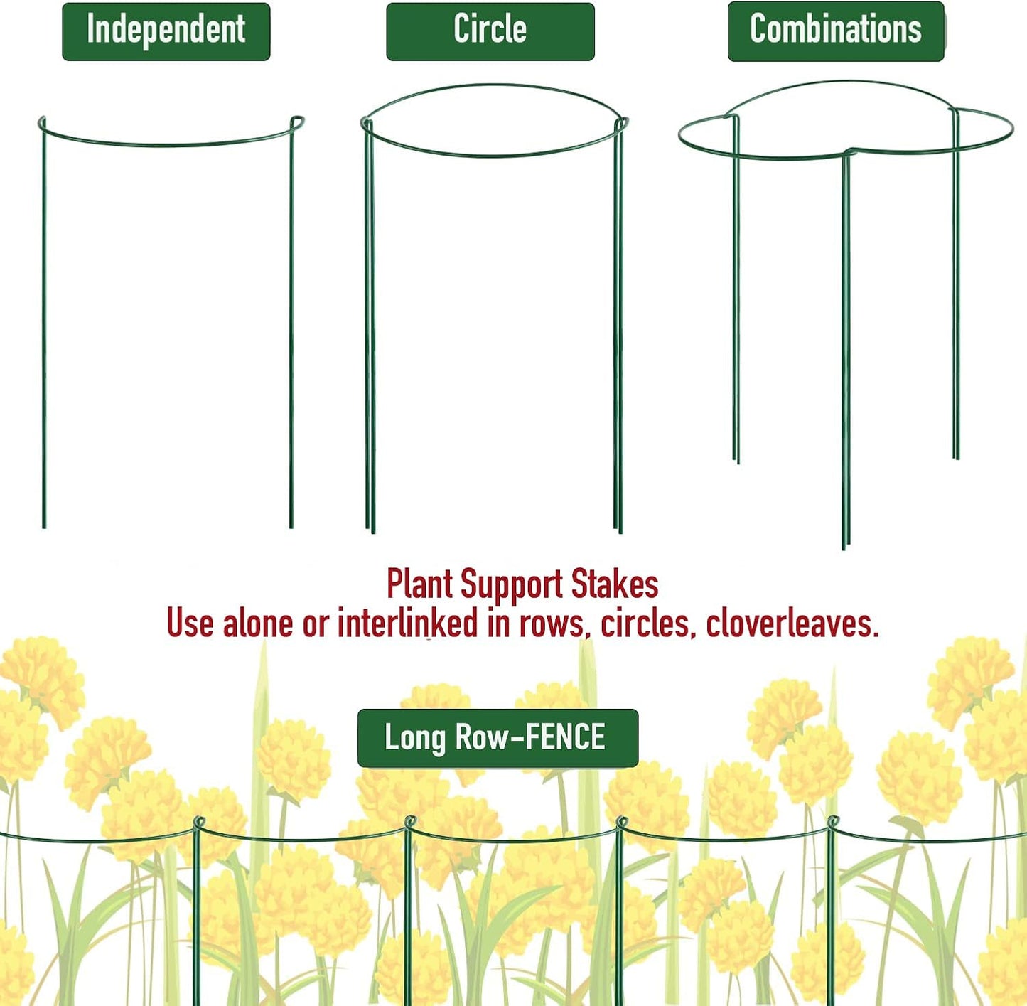 Snake Plant Support Stake - Half Round Peony Stake and Support, Hydrangea Support Cage Ring Stabilizer, Plant Supports for Potted Indoor Plants (4 Pack, 14x8Inch)-VerdiqueGarden