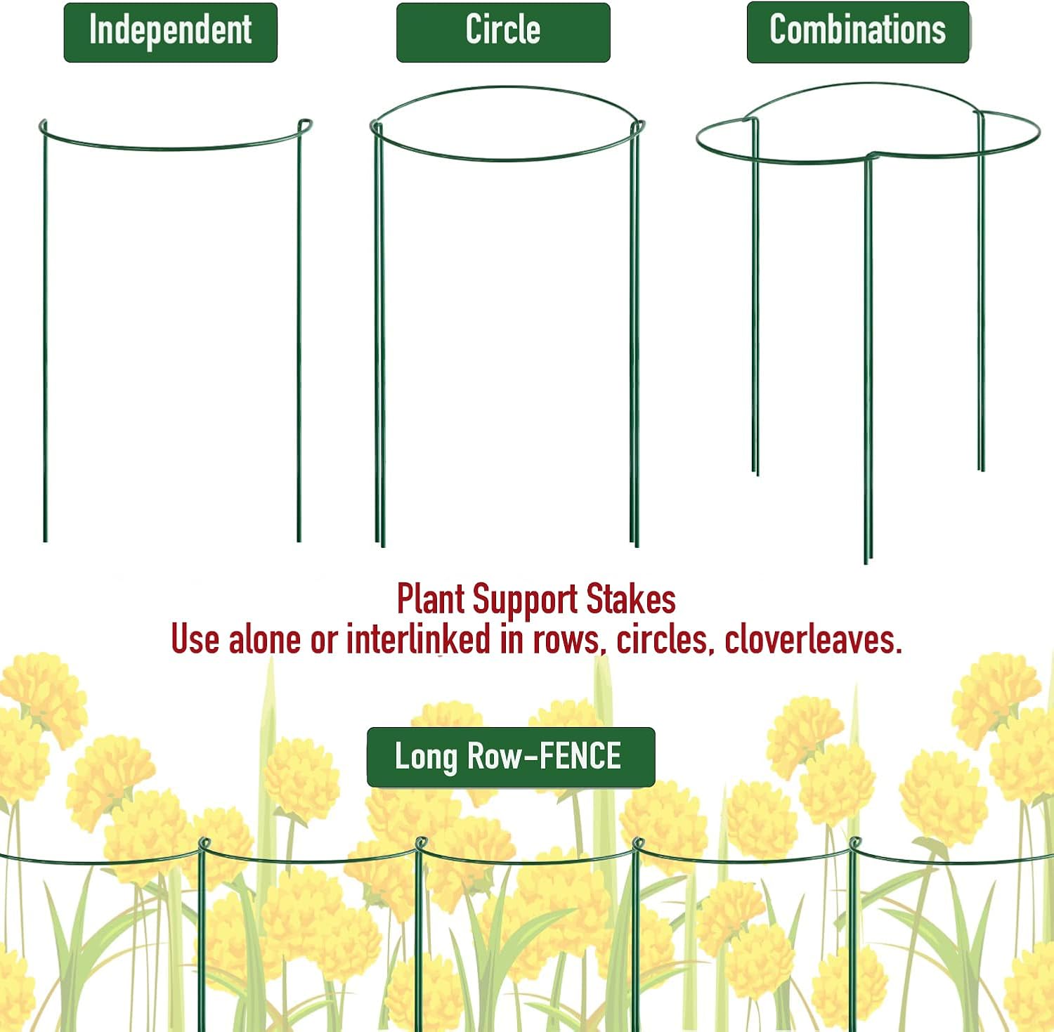 Snake Plant Support Stake - Half Round Peony Stake and Support, Hydrangea Support Cage Ring Stabilizer, Plant Supports for Potted Indoor Plants (4 Pack, 14x8Inch)-VerdiqueGarden