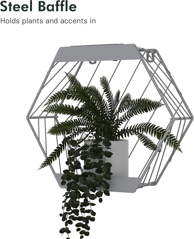 Grand patio Outdoor Leiden LED Solar Hexagon Wall Sconce Planter, with Dusk to Dawn Sensor Decor Wall Lighting for Garage Doorway Patio Yard, Cement Grey (L-Linear)-VerdiqueGarden