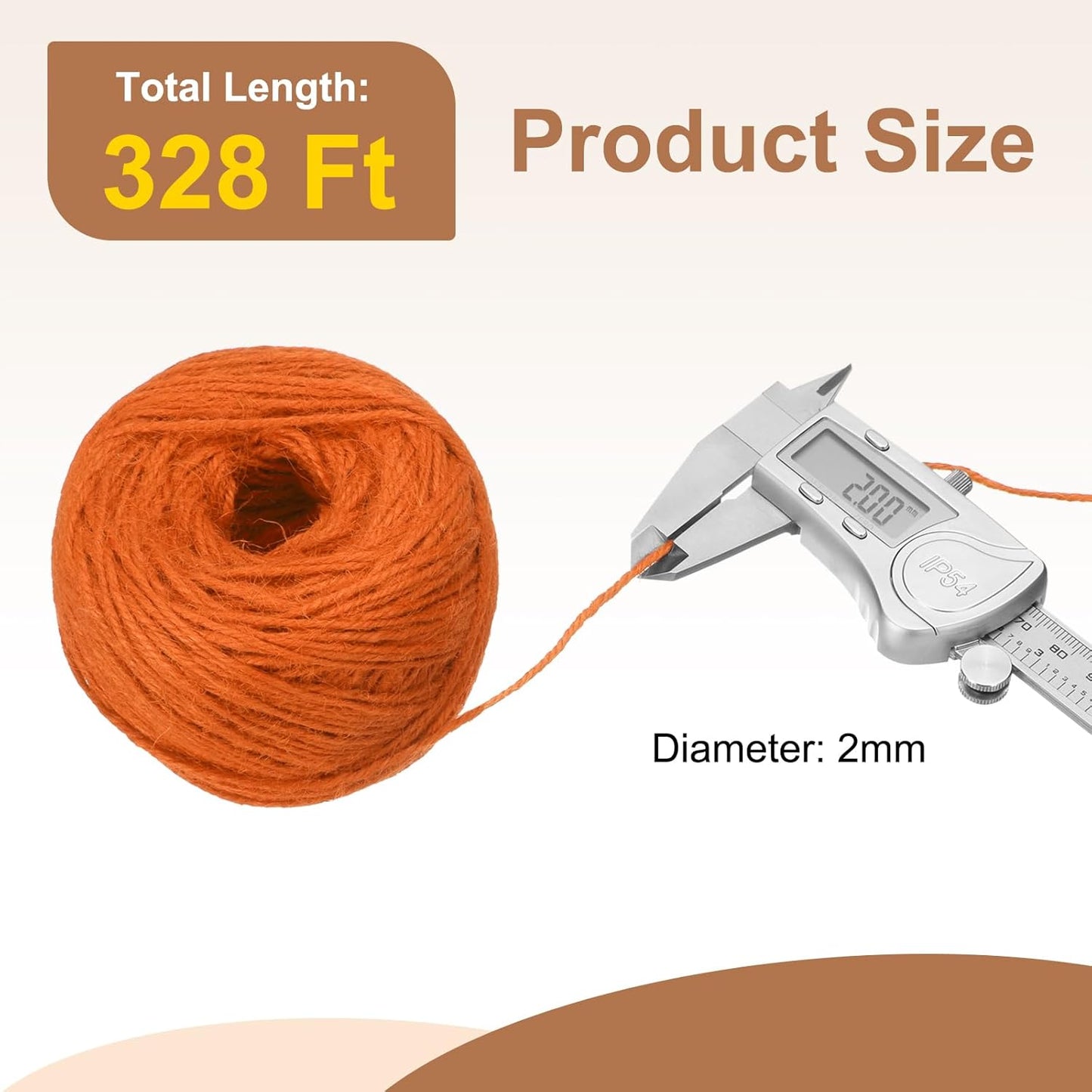 uxcell 328 Feet Natural Jute Twine String,2mm Thin Garden Twine Rope Colored Plant String Cord for DIY Art Crafts Gift Wrapping Decoration Packing Gardening Plant Hanger,Orange-VerdiqueGarden